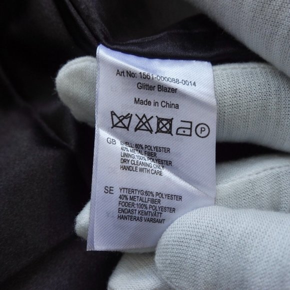 Silver Blazer Sparkle Glitter Suit XS Party Bedazzle LINN AHLBORG NA-KD Size 34 - Picture 9 of 10